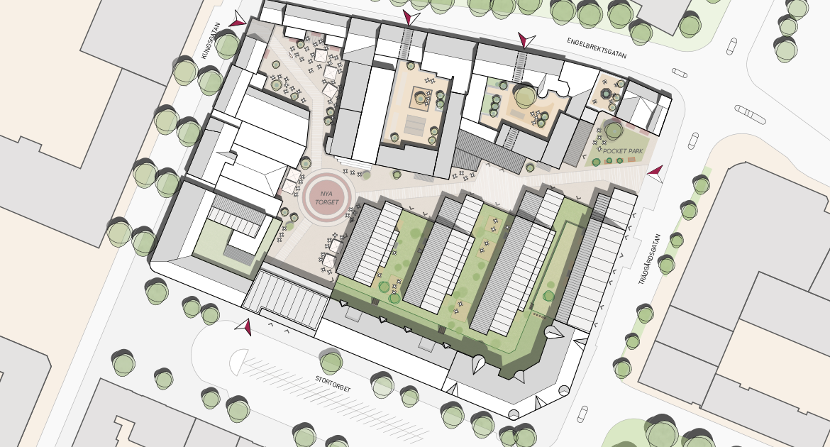 Situationsplan överblick över nya kvarteret Hållstugan