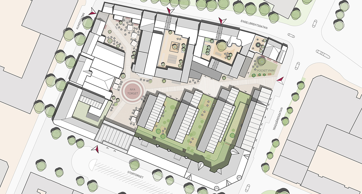 Situationplan för förnyelsen i kvarteret Hållstugan