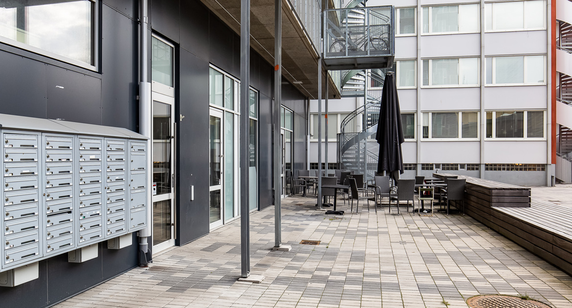 Innergård Rudbecksgatan 38 med möjlig plats för uteservering
