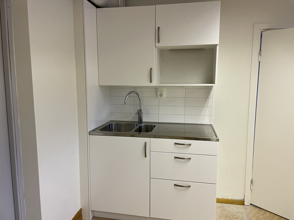 Litet pentry med diskho och förvaring