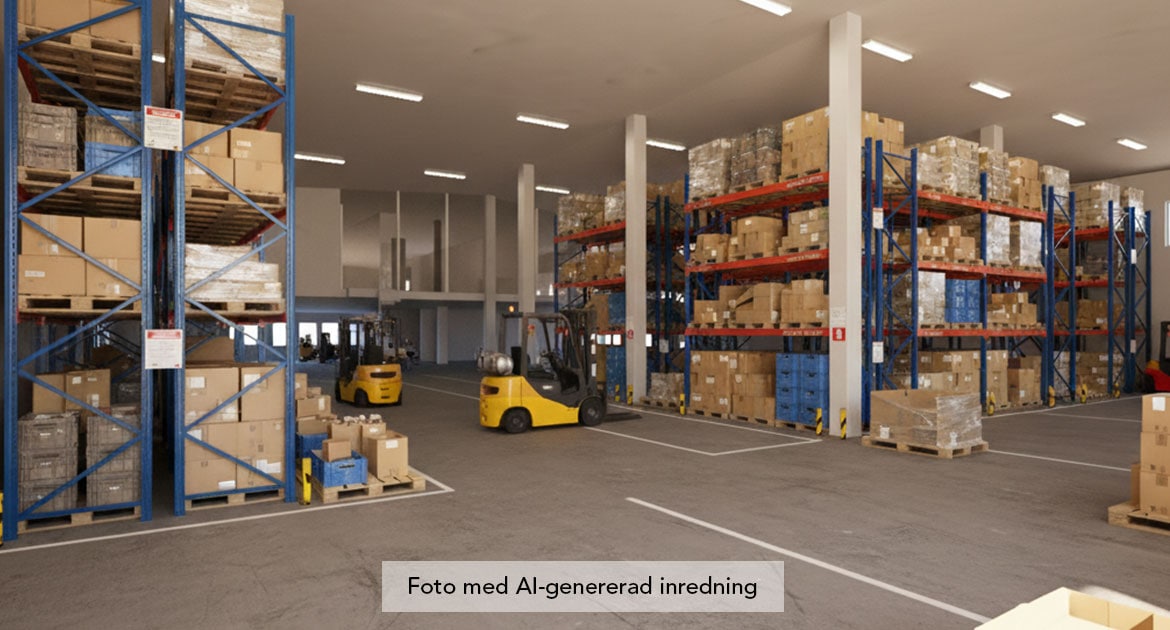 Ai-genererad bild på ett stort lager